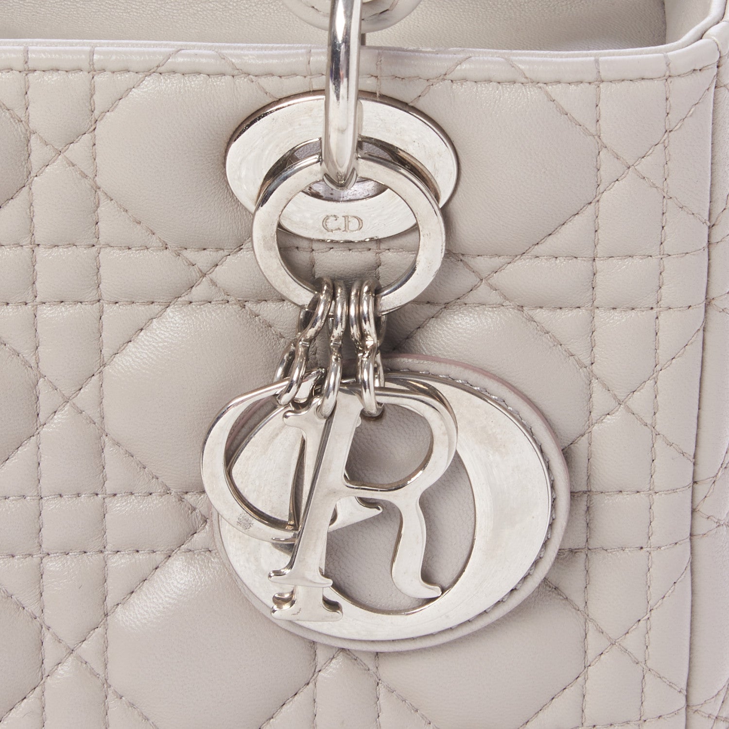 Christian Dior Lambskin Cannage Medium Lady Dior Grey 7 of 8