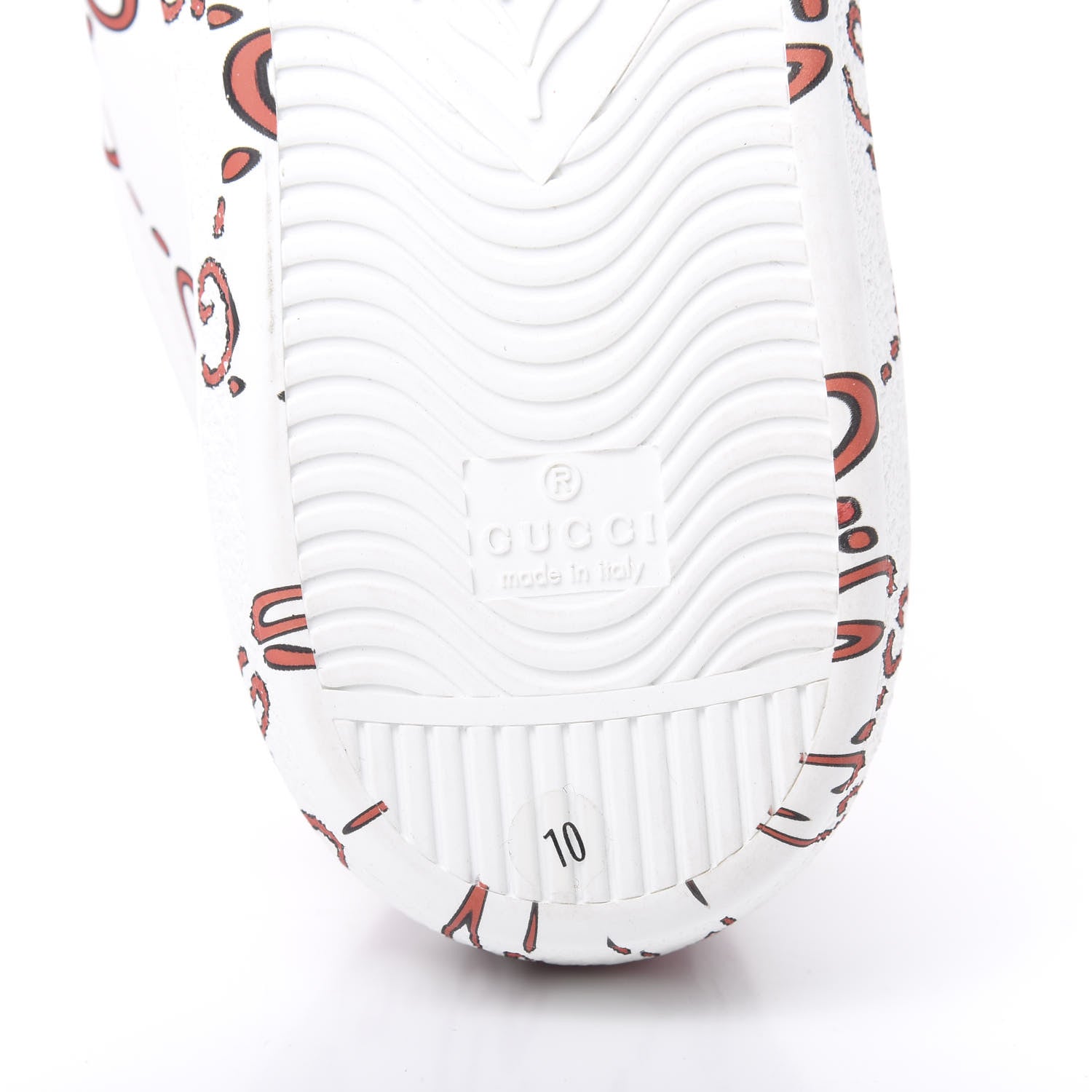 Gucci Calfskin GucciGhost Print Mens Ace Sneakers 10 White Hibiscus Red 6 of 8