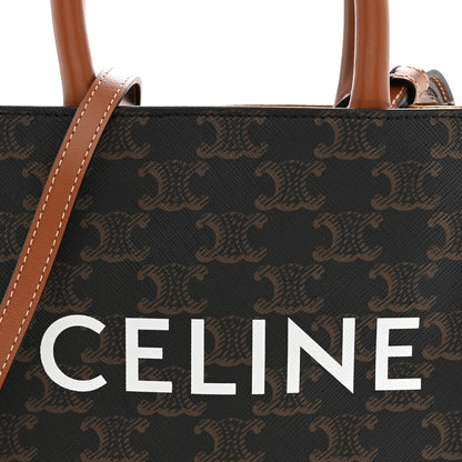 Celine Triomphe Canvas Calfskin Mini Vertical Cabas Tan 7 of 9