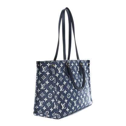 Louis Vuitton Monogram Jacquard Denim Onthego MM Bleu 3 of 10