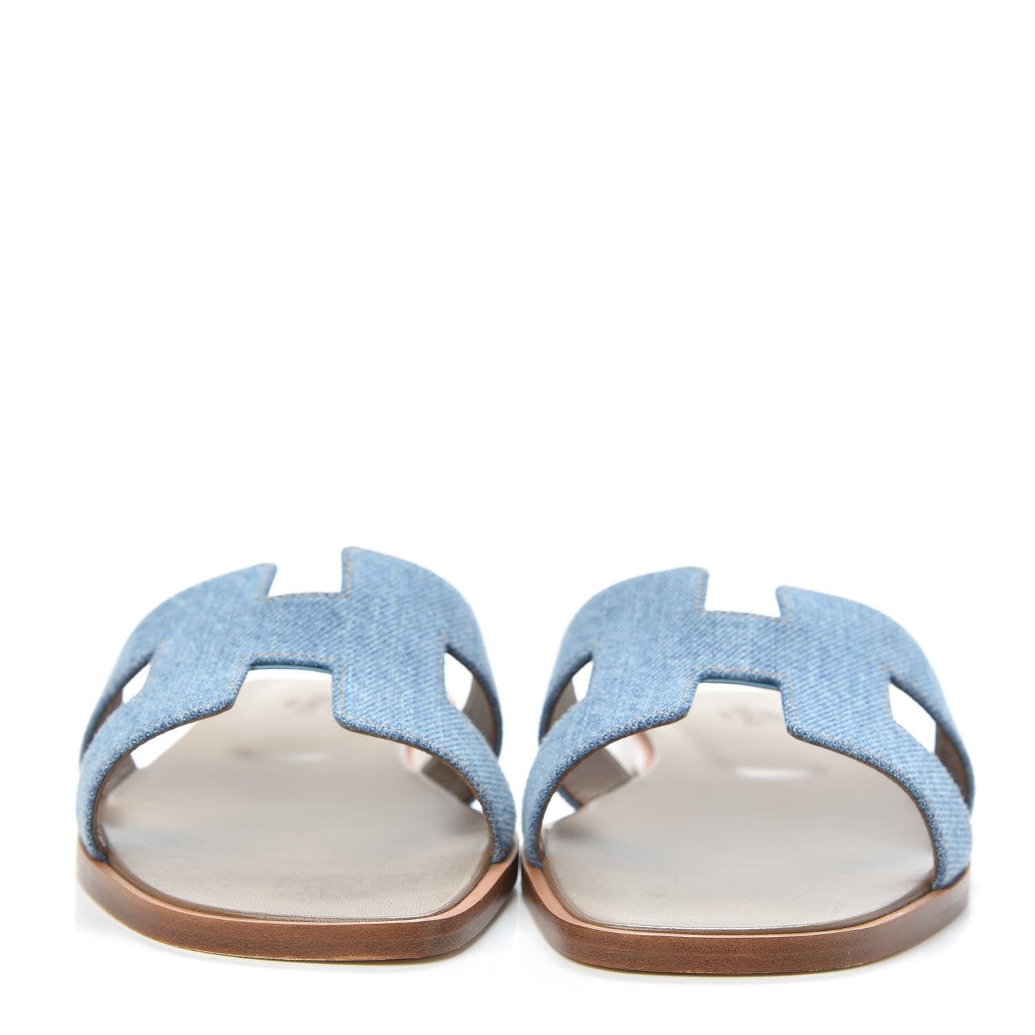 Hermes Denim Canvas Oran Sandals 38 Bleu Clair 2 of 9