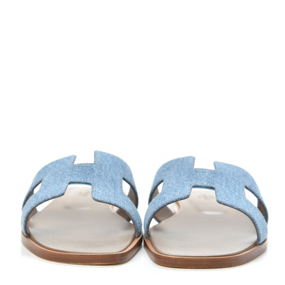 Hermes Denim Canvas Oran Sandals 38 Bleu Clair 2 of 9