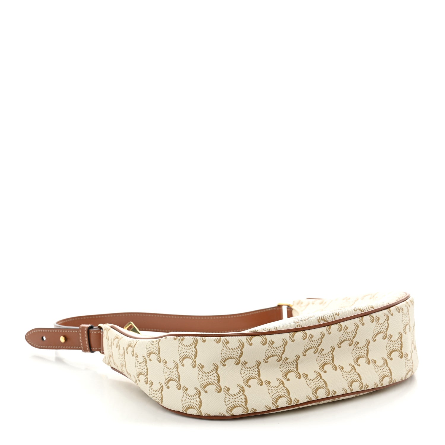 Celine Canvas Calfskin Ava Triomphe Shoulder Bag White 3 of 9