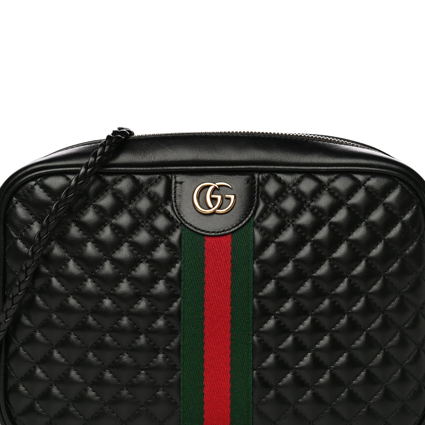 Calfskin Web Trapuntata Small GG Shoulder Bag Black