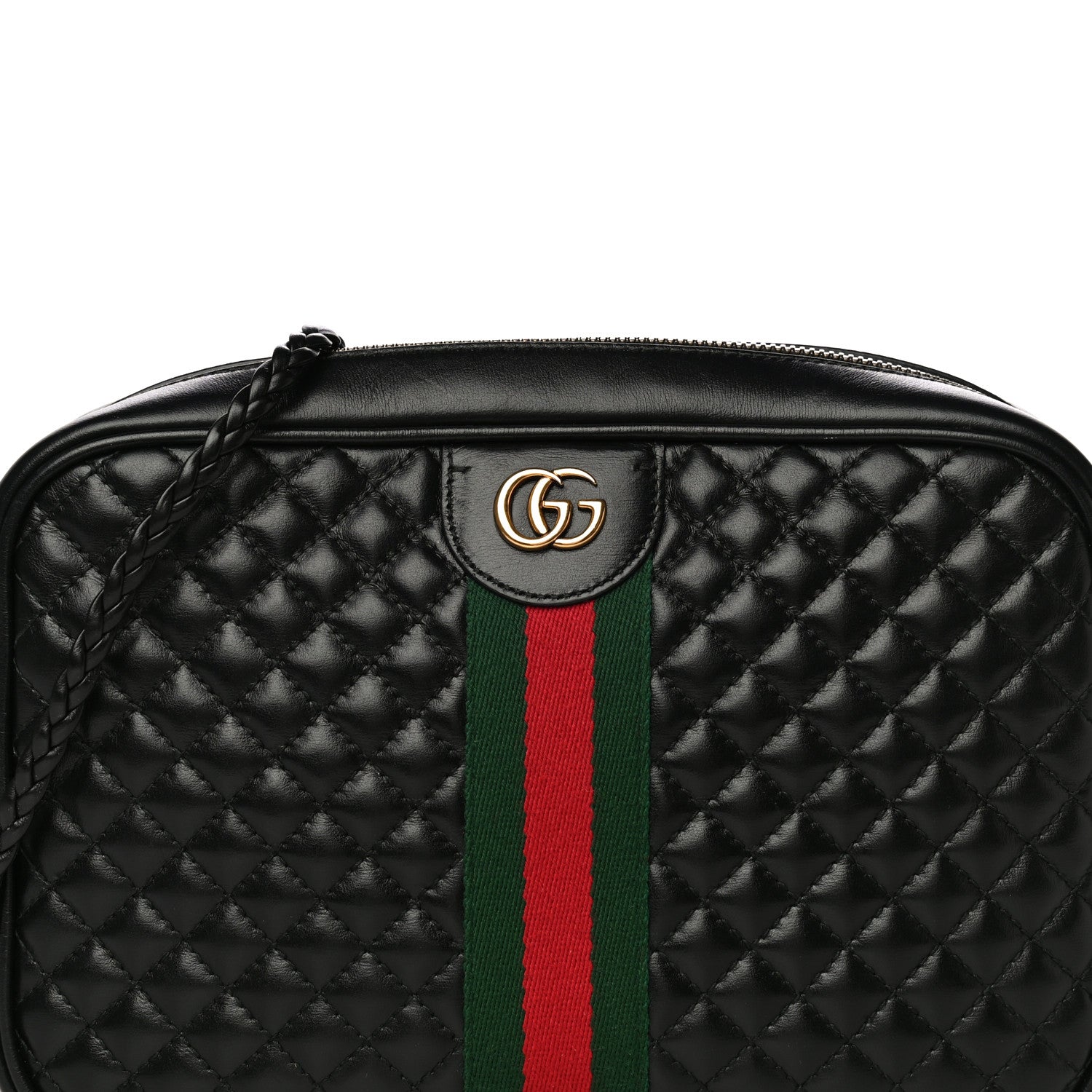 Gucci Calfskin Web Trapuntata Small GG Shoulder Bag Black 8 of 12