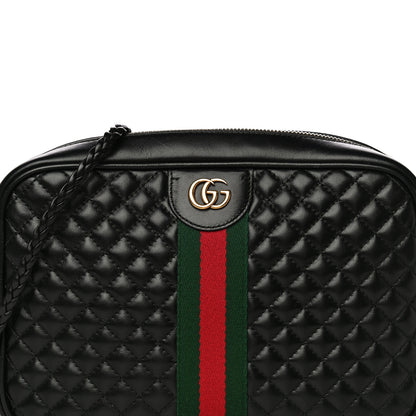 Gucci Calfskin Web Trapuntata Small GG Shoulder Bag Black 8 of 12