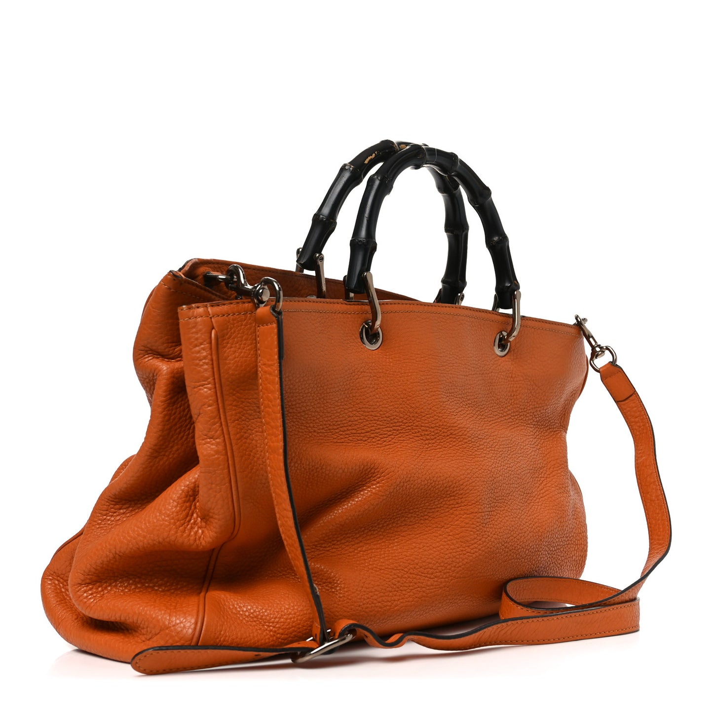 Cellarius Calfskin Large Bamboo Shopper Tote Orange