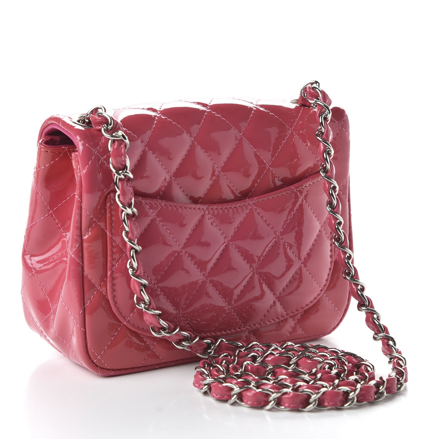 Chanel Patent Quilted Mini Square Flap Pink 5 of 19