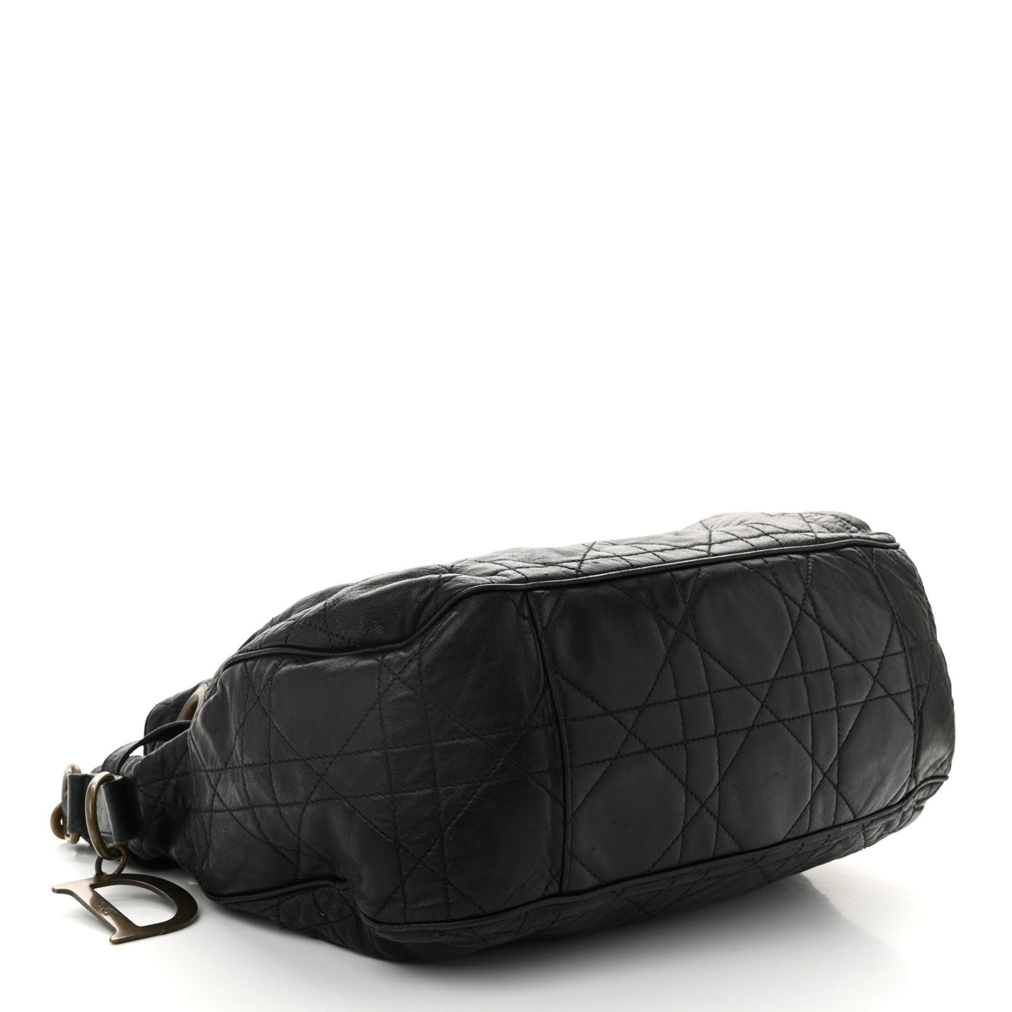Lambskin Cannage Drawstring Bag Black