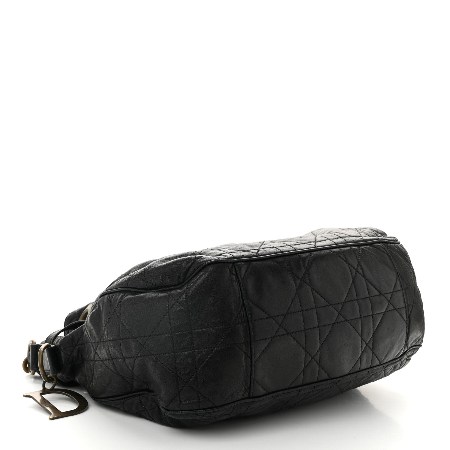 Christian Dior Lambskin Cannage Drawstring Bag Black 4 of 12