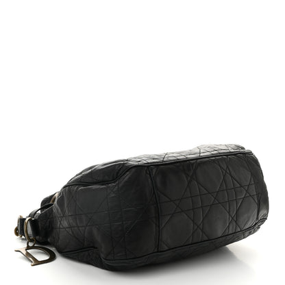Christian Dior Lambskin Cannage Drawstring Bag Black 4 of 12
