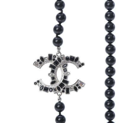 Chanel Ruthenium Baguette Crystal CC Beaded Long Necklace Black 4 of 5
