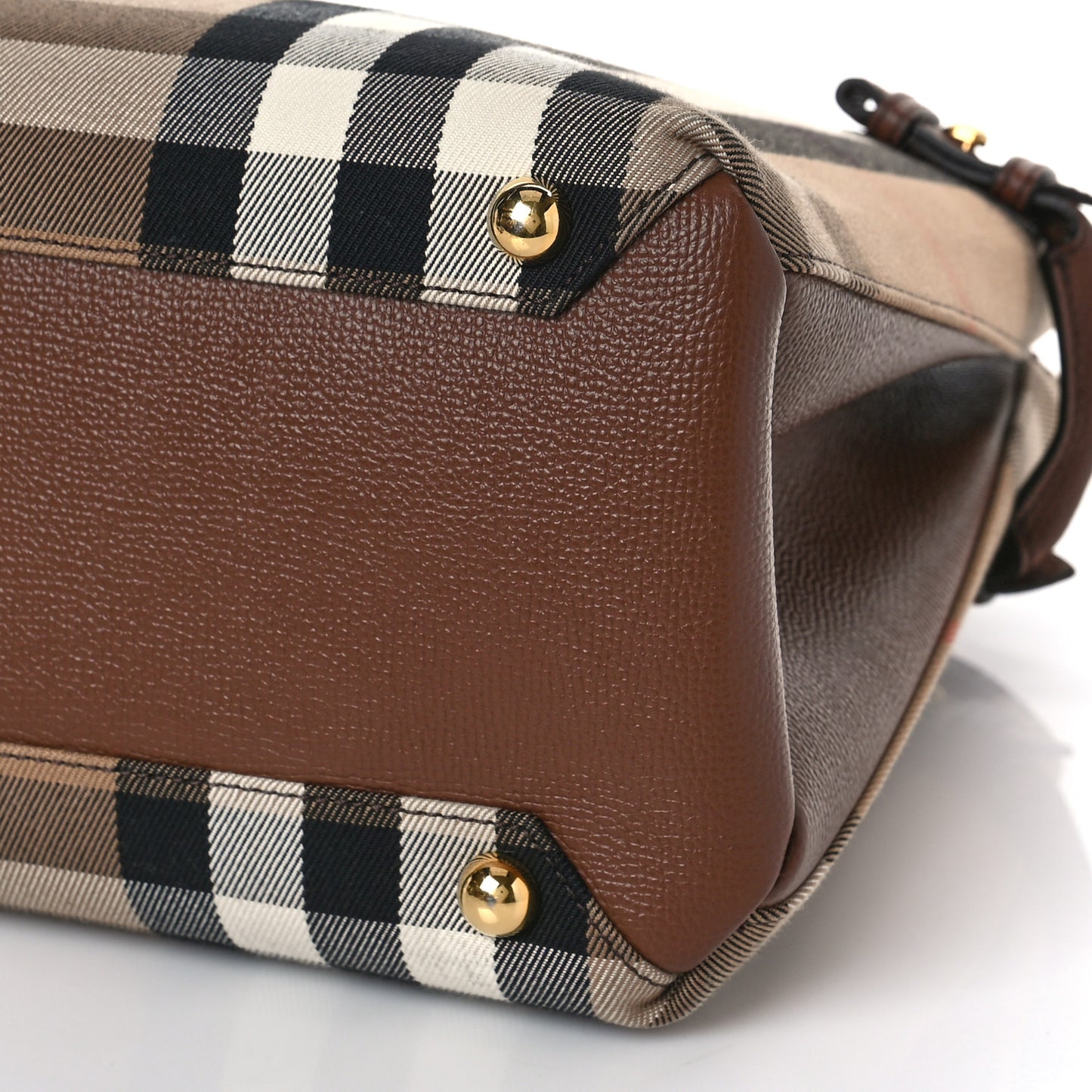 House Check Grainy Calfskin Medium Banner Tote Brown