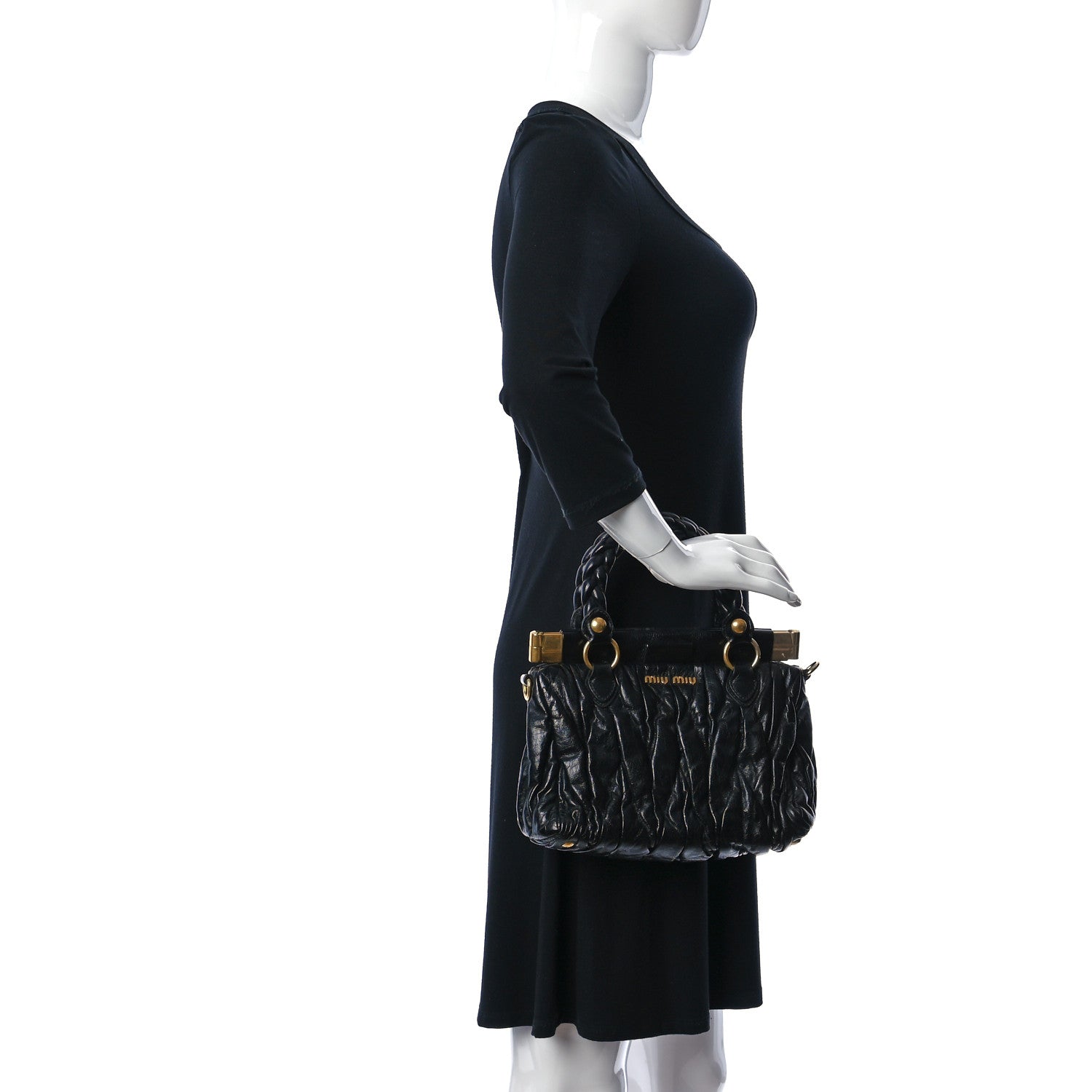 Miu Miu Nappa Matelasse Lux Top Handle Satchel Black 2 of 10