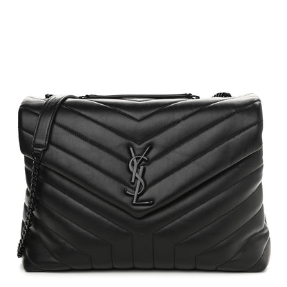 Saint Laurent Calfskin Y Quilted Monogram Medium Loulou Chain Satchel Black 1 of 11