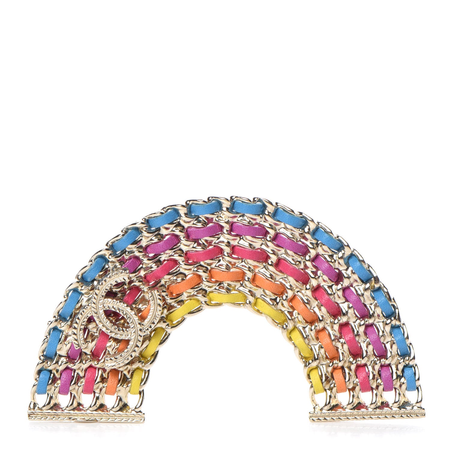 Chanel Lambskin Chain Rainbow CC Brooch Gold Multicolor 1 of 5