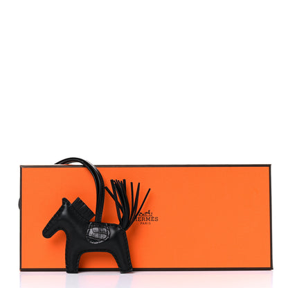 Hermes Milo Lambskin Matte Alligator Touch Grigri Rodeo Horse Bag Charm PM So Black 4 of 4
