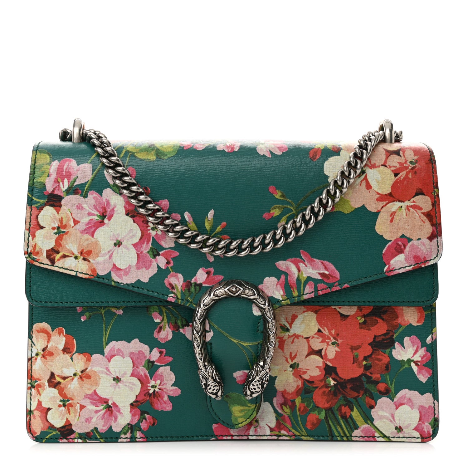Gucci Calfskin Blooms Print Medium Dionysus Shoulder Bag Bright Emerald Multicolor 1 of 15
