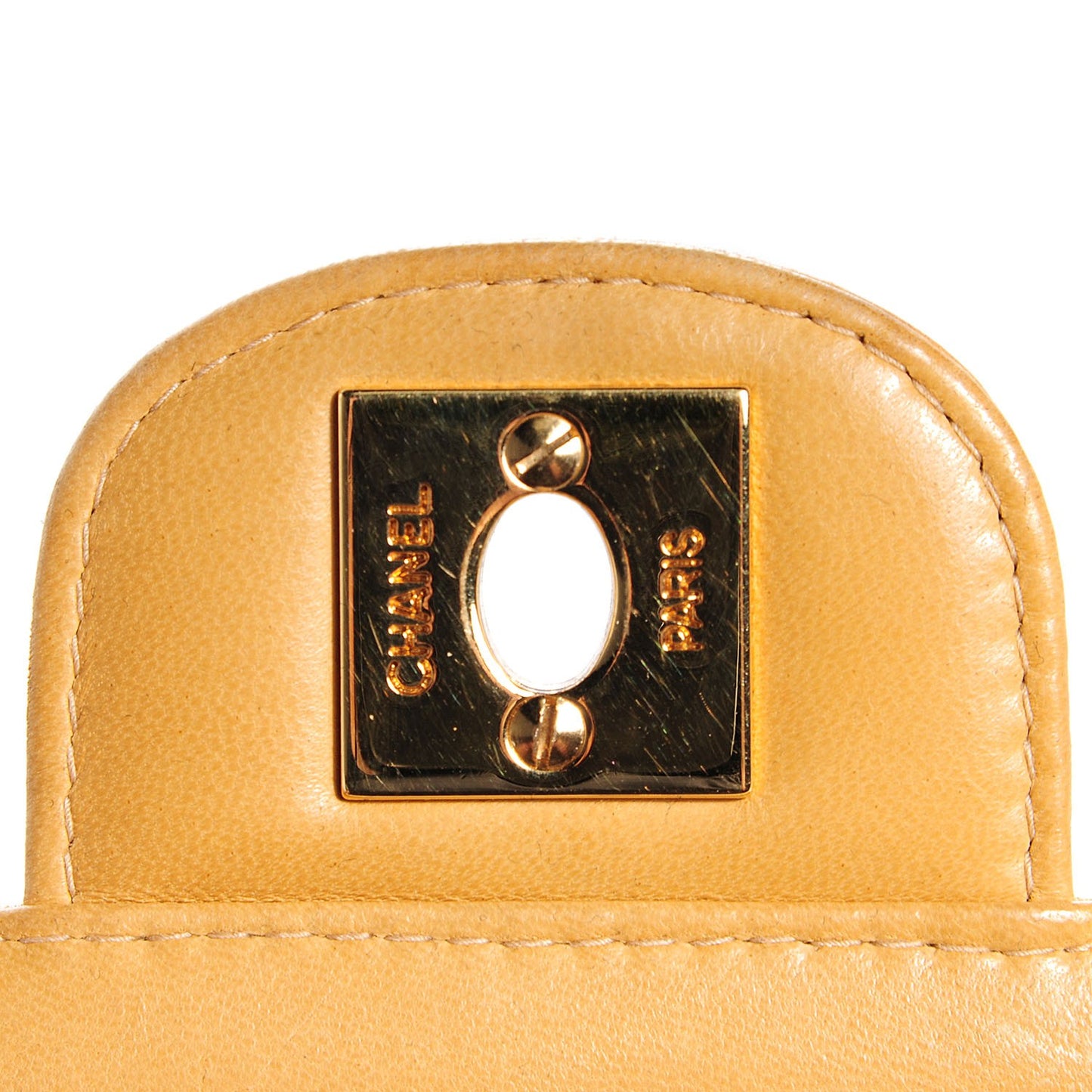 Lambskin East West Chocolate Bar Flap Beige
