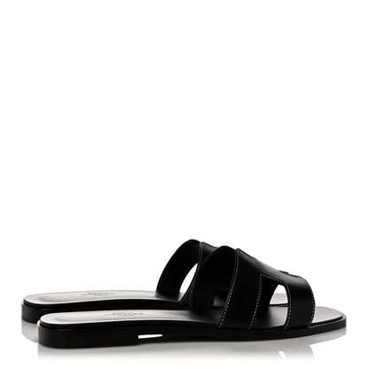 Hermes Box Calfskin Oran Sandals 38.5 Black 4 of 9