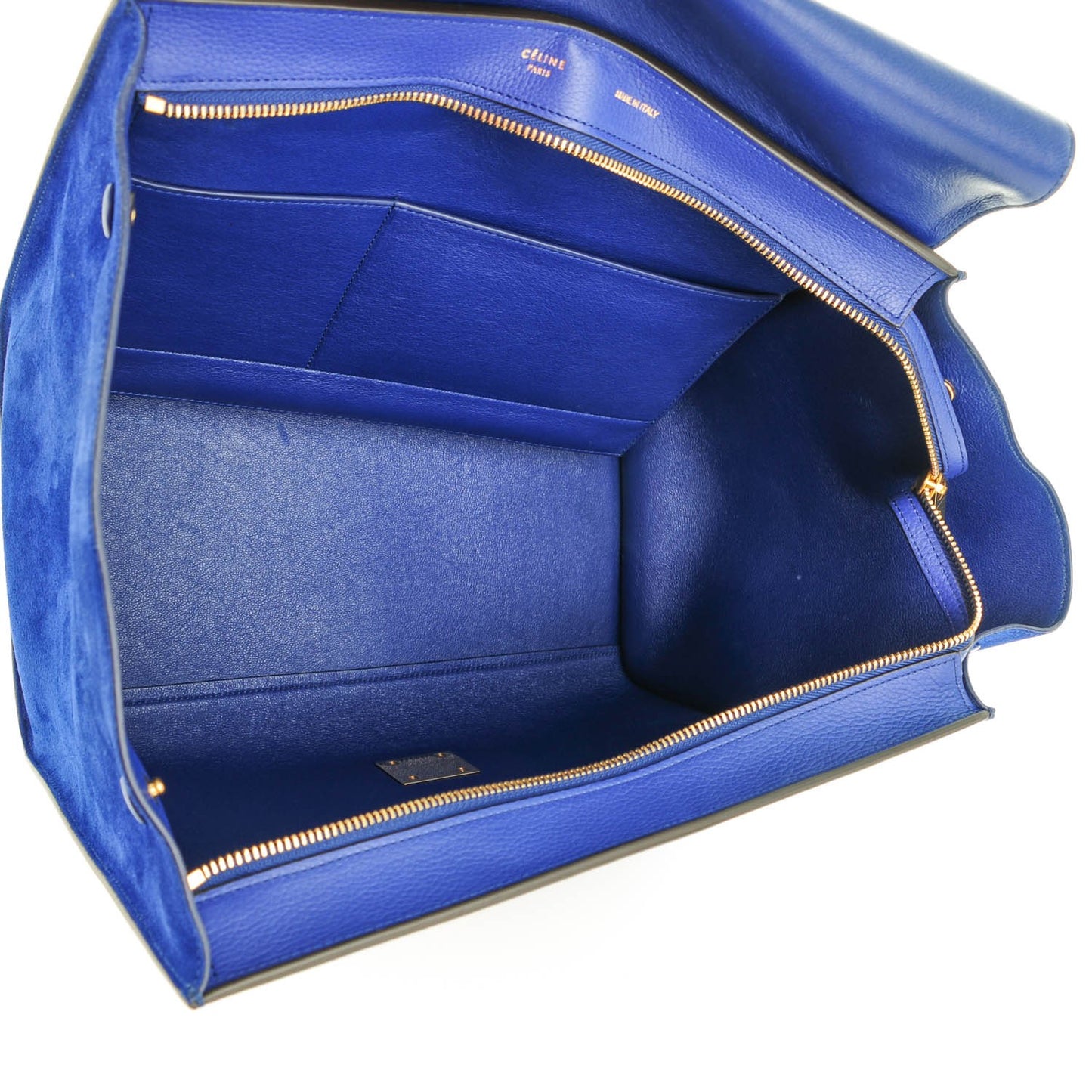 Drummed Calfskin Suede Medium Trapeze Indigo