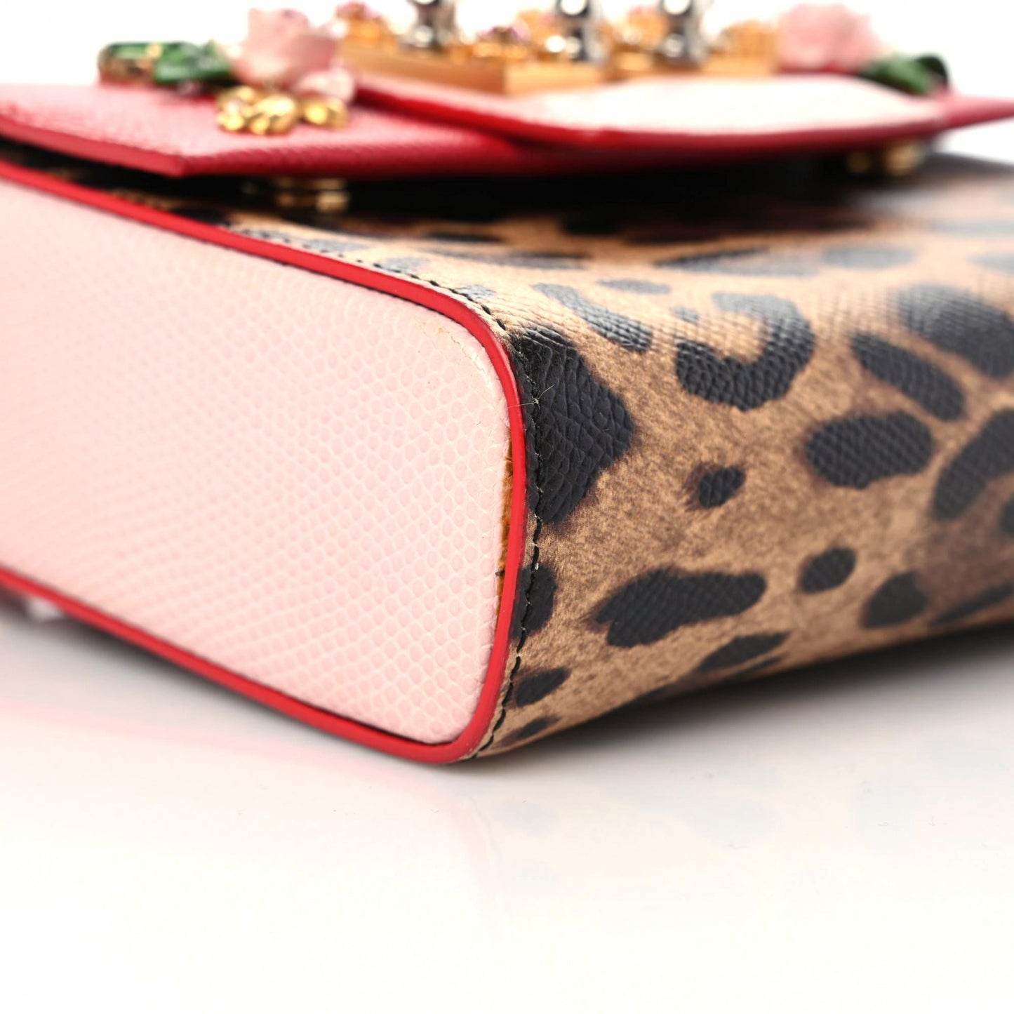 Dauphine Leopard Print Lizard Crystal Embellished DG Millennials Mini Crossbody Bag Multicolor