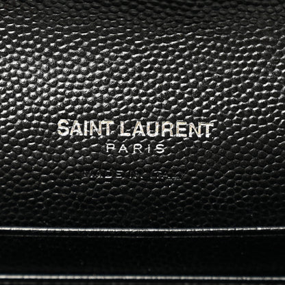 Saint Laurent Grain De Poudre Matelasse Chevron Small Monogram Envelope Wallet Black 6 of 7