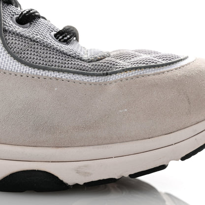 Chanel Mesh Suede Calfskin Grained Calfskin Mens CC Sneakers 45 Gray White 17 of 18