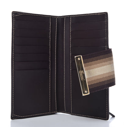 Gucci GG Plus Monogram Calfskin Ladies Web Continental Wallet Beige Ebony Brown 5 of 11