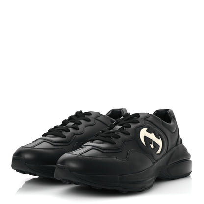 Gucci Dali Soft Calfskin Cut Out Interlocking G Mens Rhyton Sneakers 11 Black Ivoire 4 of 10