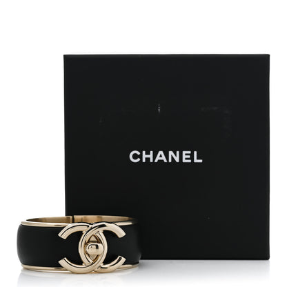 Chanel Lambskin CC Turnlock Cuff Bracelet Black Gold 5 of 5