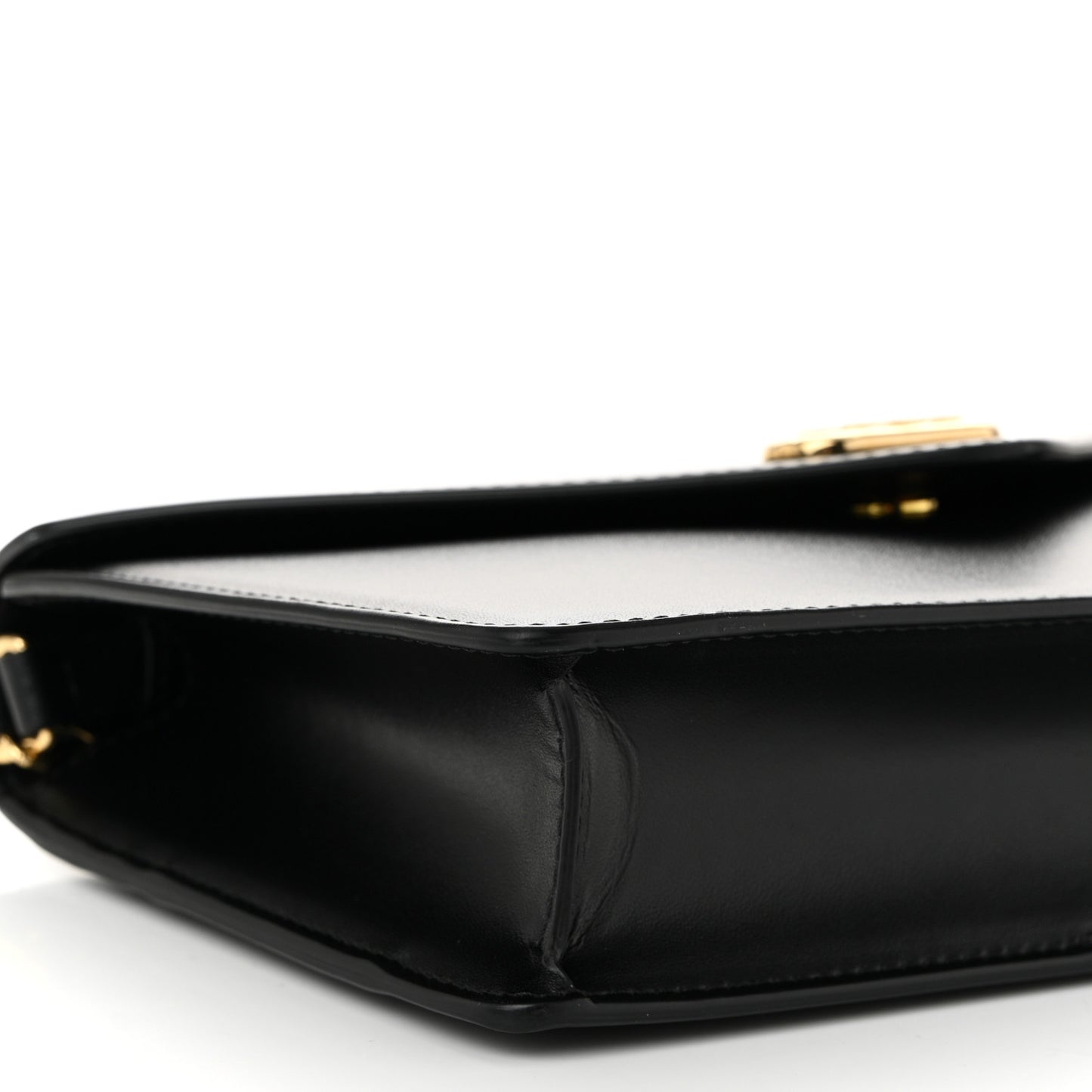 Shiny Calfskin Triomphe Maillon Wallet on Chain Black