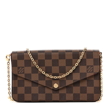 Louis Vuitton Damier Ebene Pochette Felicie Chain Wallet 1 of 11