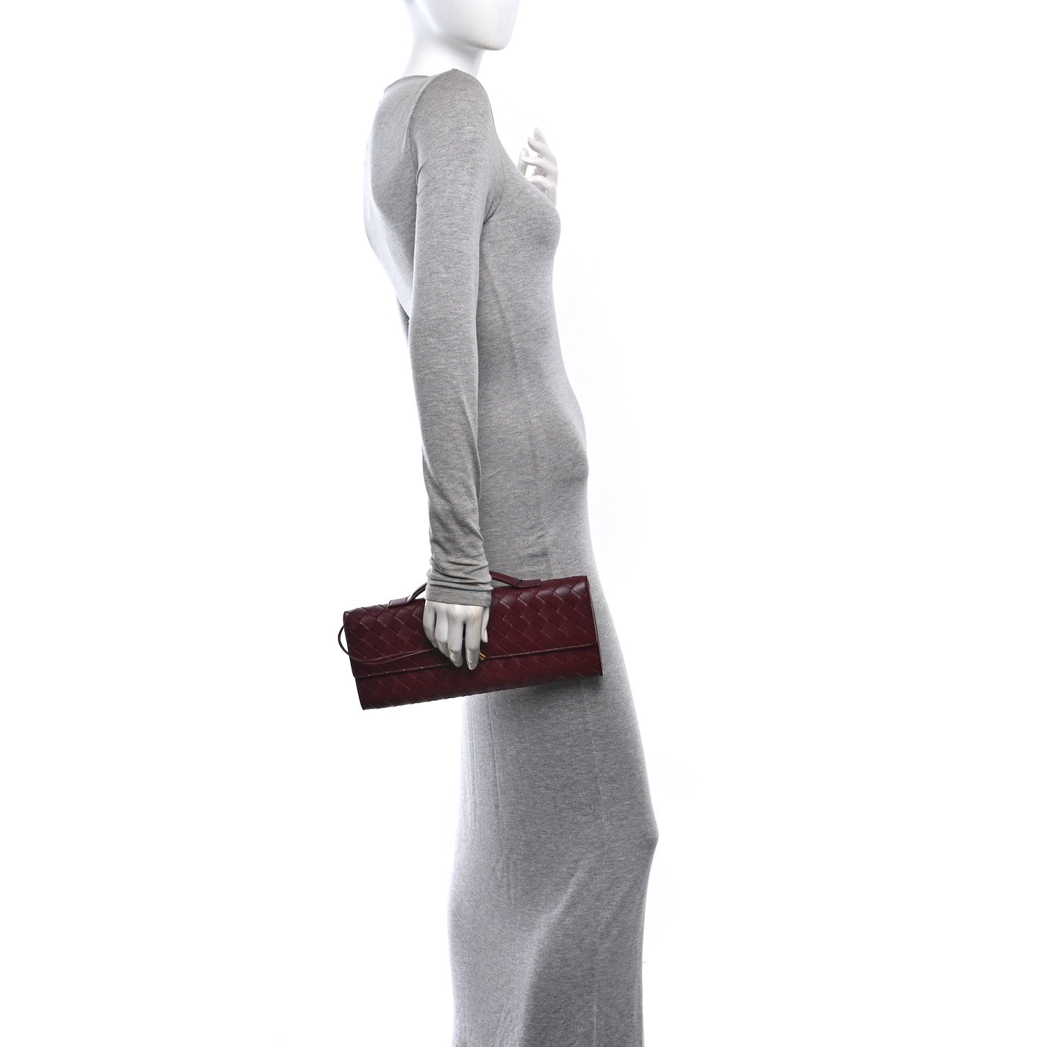 Bottega Veneta Nappa Intrecciato Long Andiamo Top Handle Clutch Barolo 2 of 11