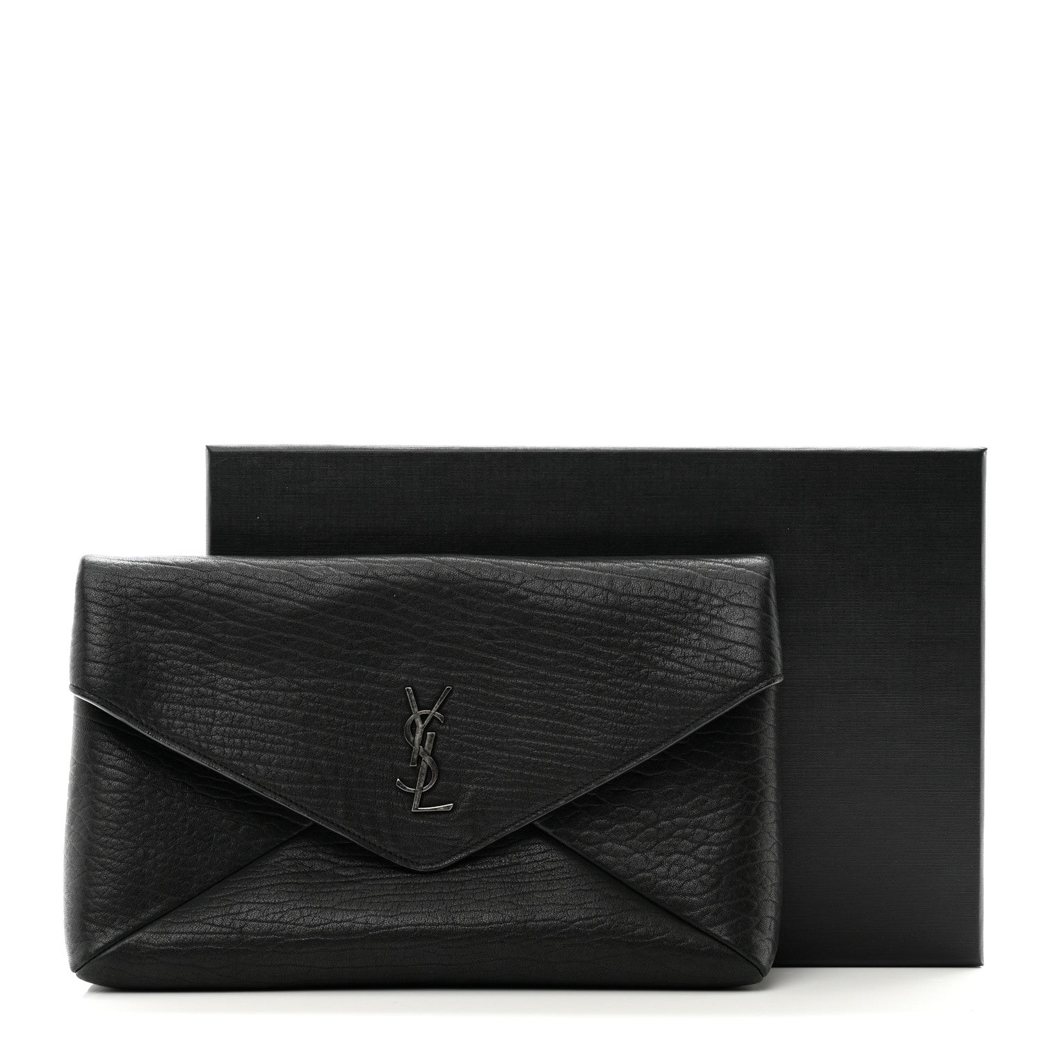 Saint Laurent Grained Lambskin Small Cassandre Envelope Pouch Black 8 of 8