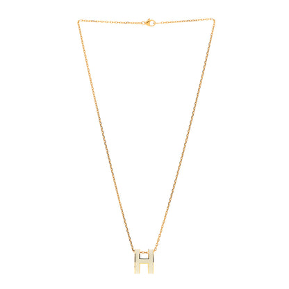 Hermes Lacquered Gold Pop H Pendant Necklace White 3 of 6