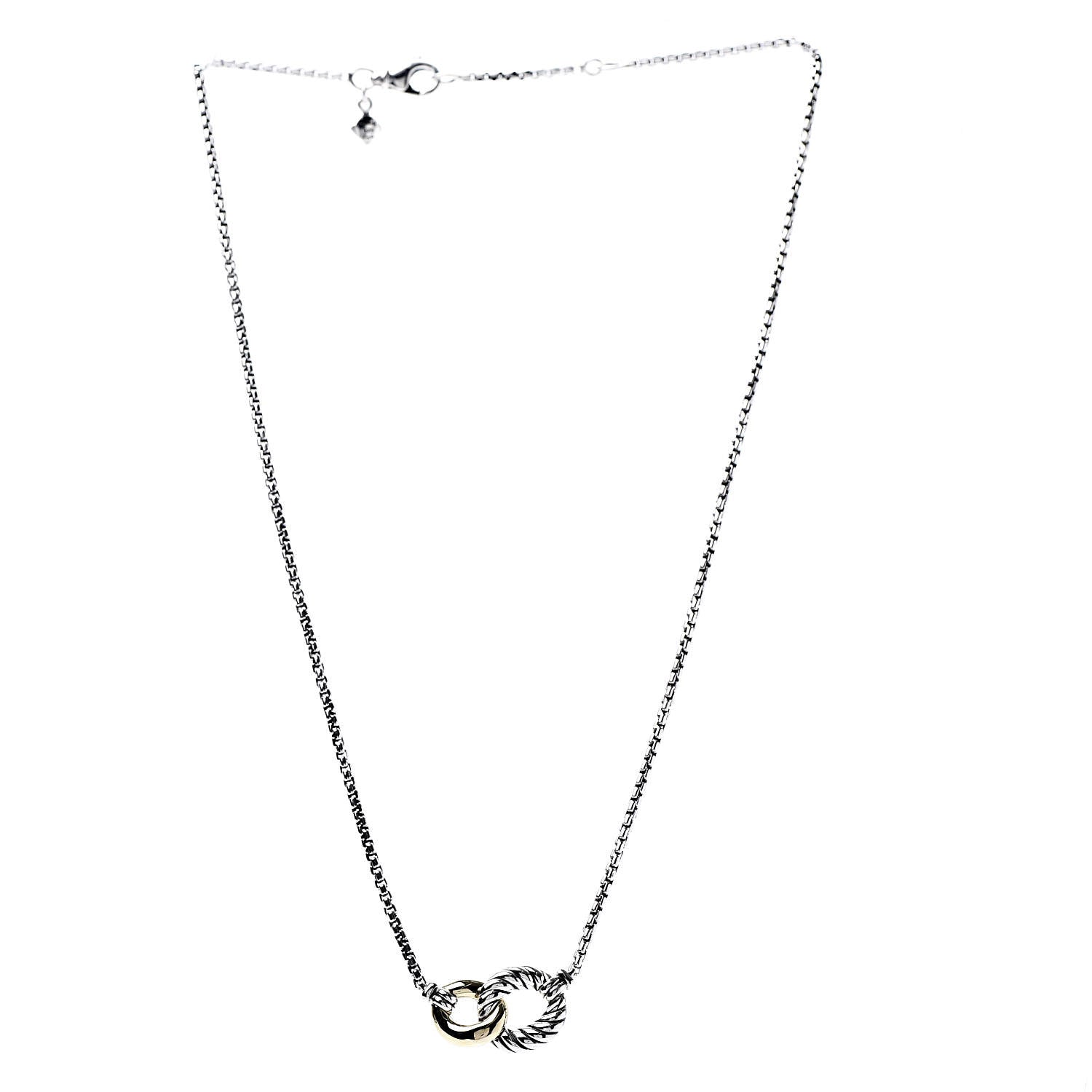 David Yurman Sterling Silver 18K Yellow Gold Belmont Pendant Necklace 3 of 7