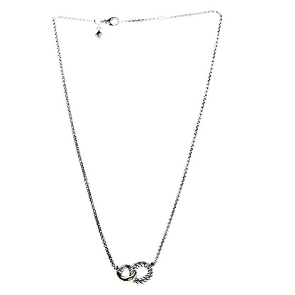 David Yurman Sterling Silver 18K Yellow Gold Belmont Pendant Necklace 3 of 7