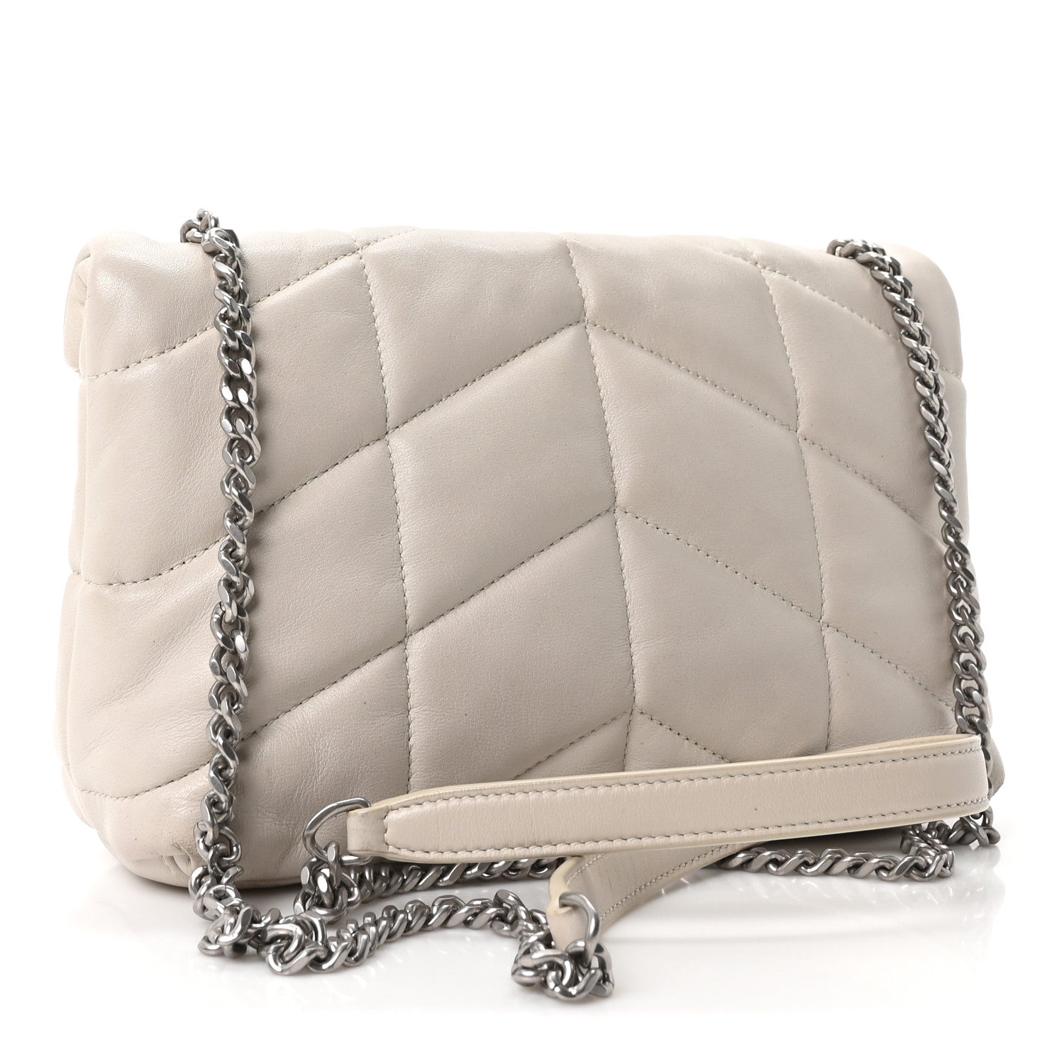 Saint Laurent Lambskin Quilted Toy Loulou Puffer Monogram Chain Satchel Crema Soft 3 of 10