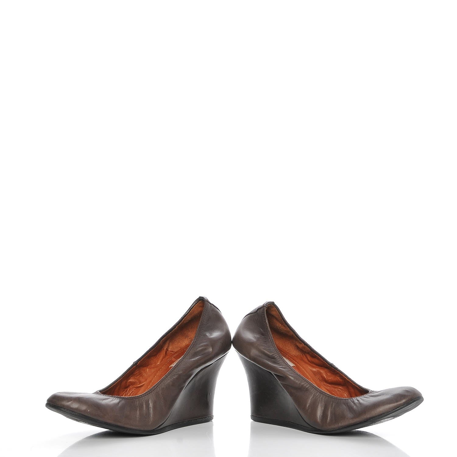 Lanvin Veau Ballerina Wedges 39 Marron Fonce 6 of 11