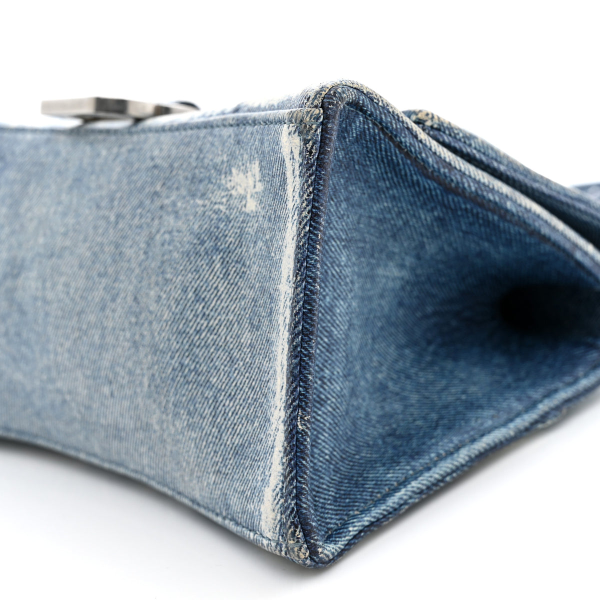 Balenciaga Nappa Denim Printed Small Hourglass Top Handle Bag Denim Blue 10 of 11