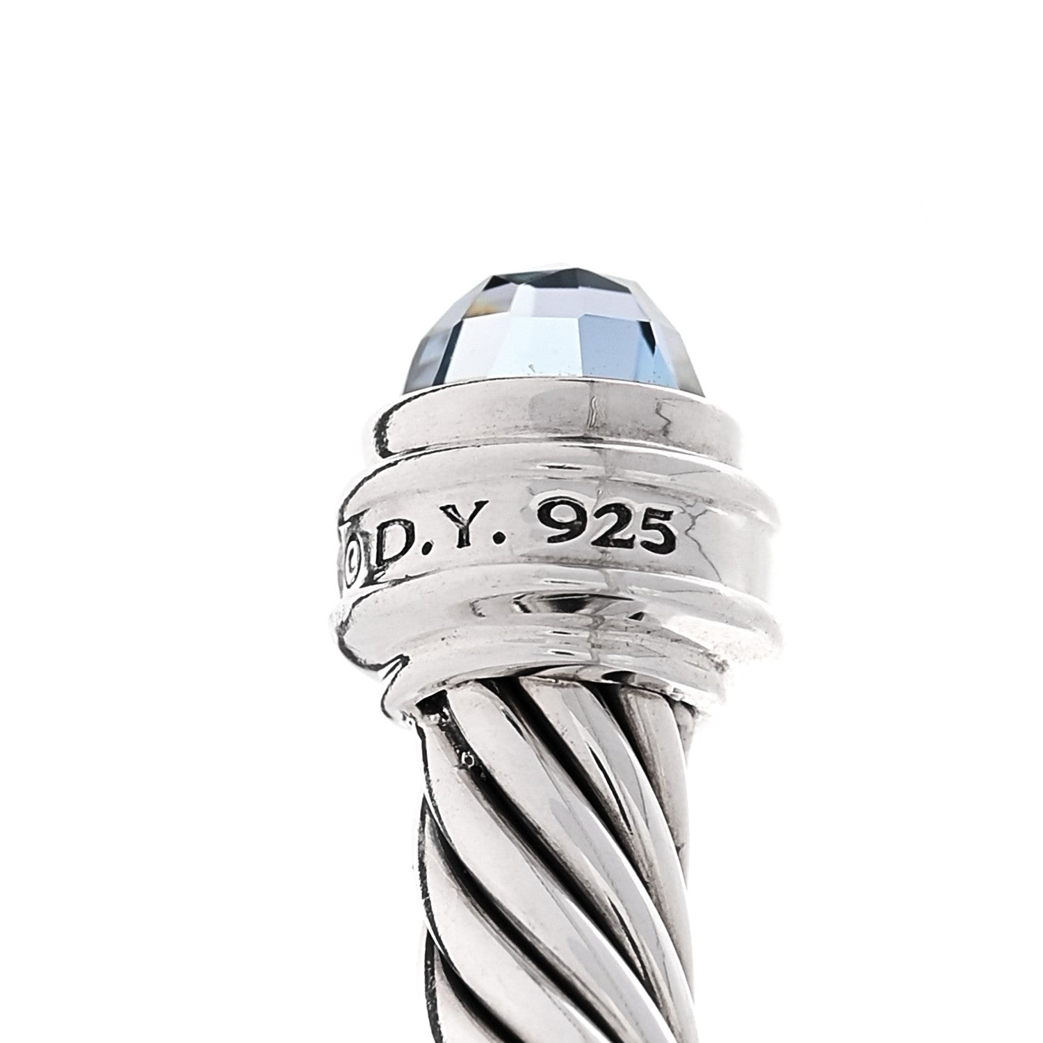 David Yurman Sterling Silver Diamond Hampton Blue Topaz 5mm Cable Classics Bracelet 3 of 3