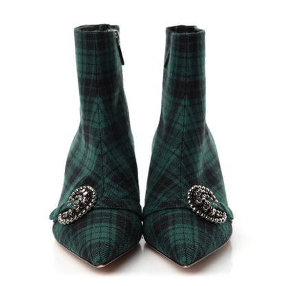 Christian Dior Canvas Tartan Gang Ankle Boots 41 Green 2 of 10