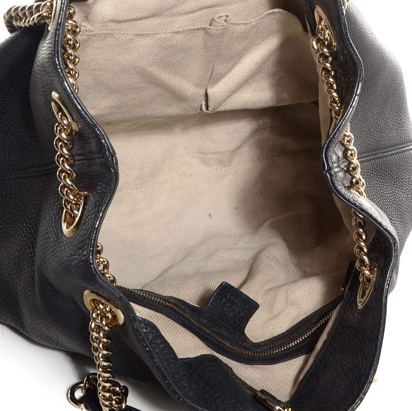 Pebbled Calfskin Medium Soho Chain Shoulder Bag Black