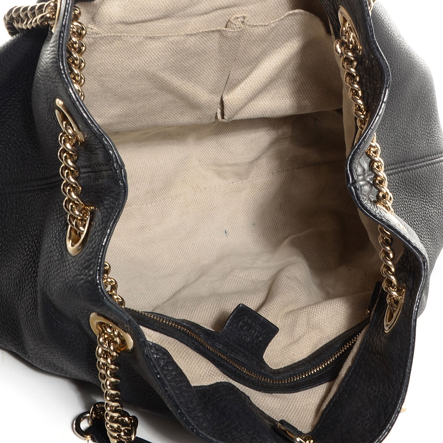 Gucci Pebbled Calfskin Medium Soho Chain Shoulder Bag Black 5 of 7