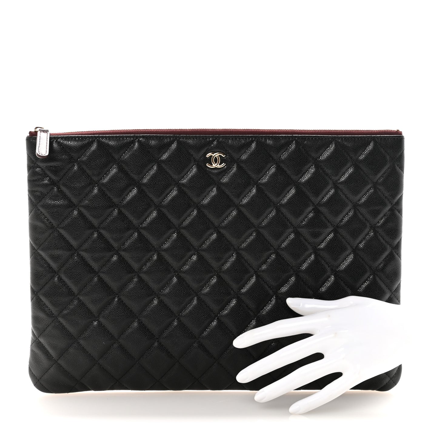 Caviar Quilted Large Cosmetic Case Black