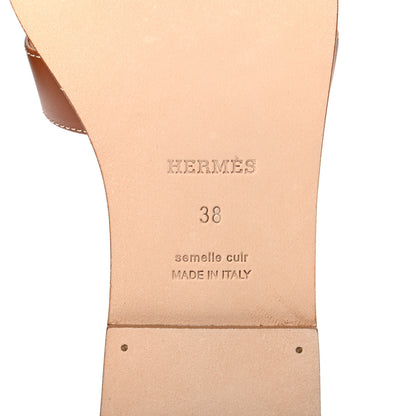 Hermes Box Calfskin Oran Sandals 38 Gold 7 of 8