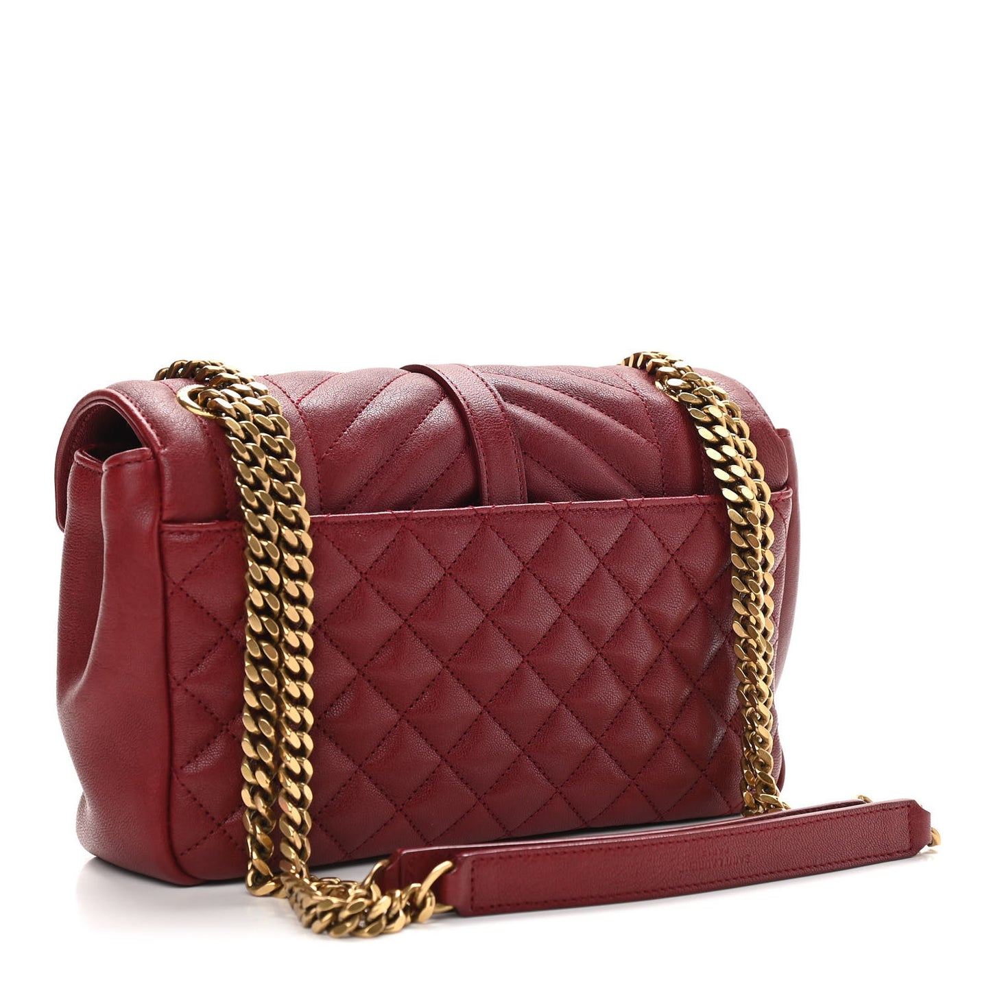 Sheepskin Tri-Quilt Monogram Medium Soft Envelope Bag Red