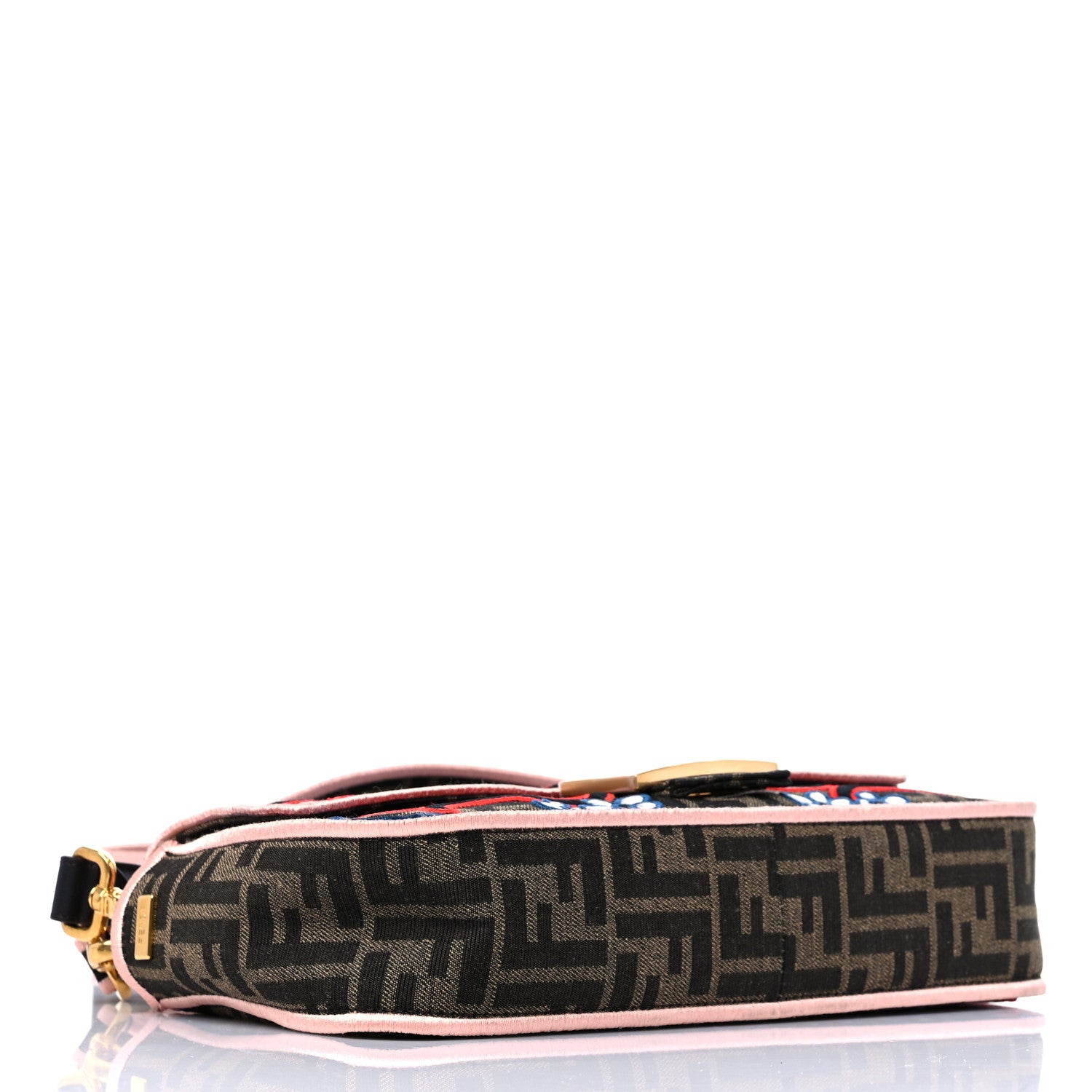 Fendi Fabric Jacquard FF 1974 Karligraphy Embroidered Baguette Tobacco Moro Rosso 4 of 8