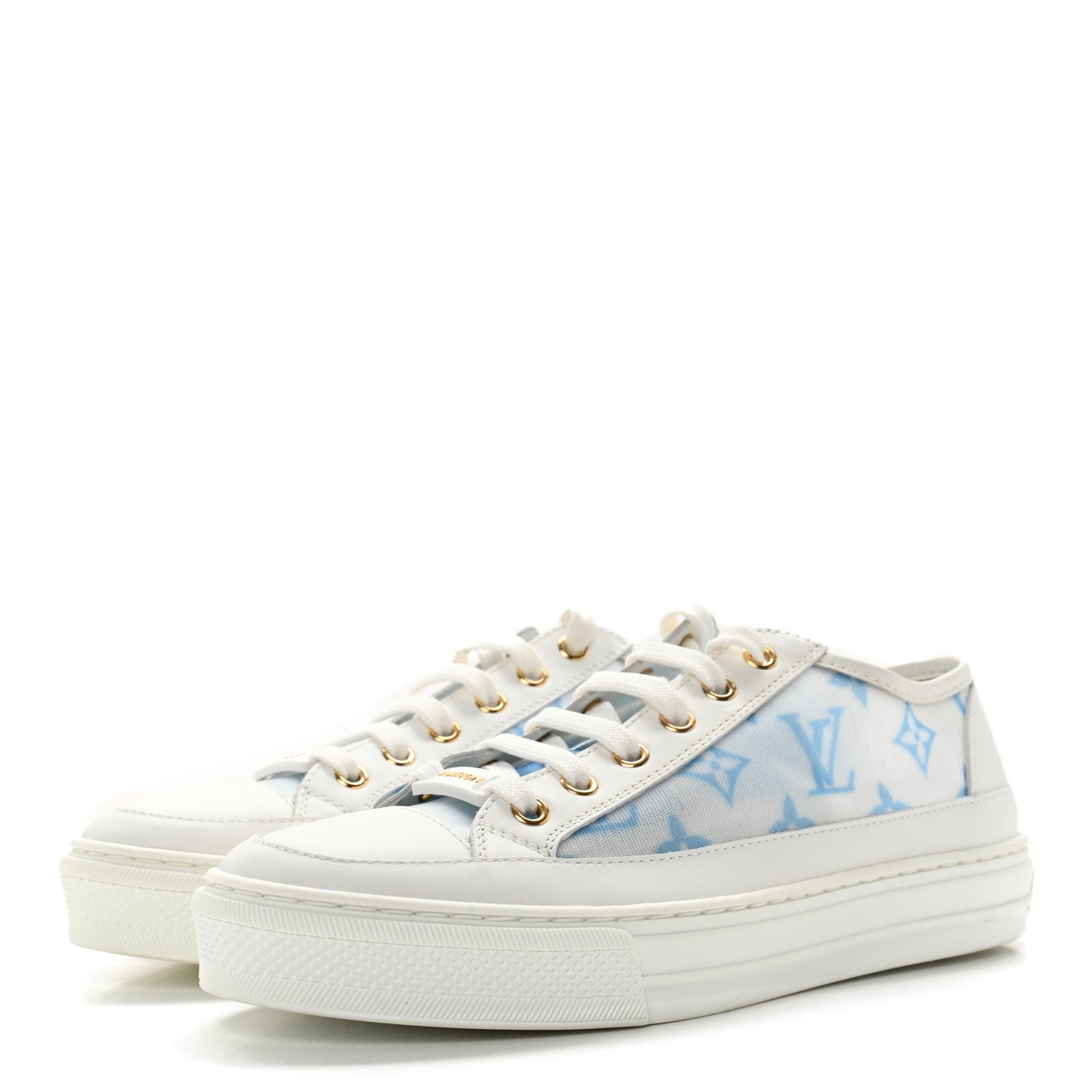 Technical Fabric Calfskin Monogram Stellar Sneakers 36 Blue